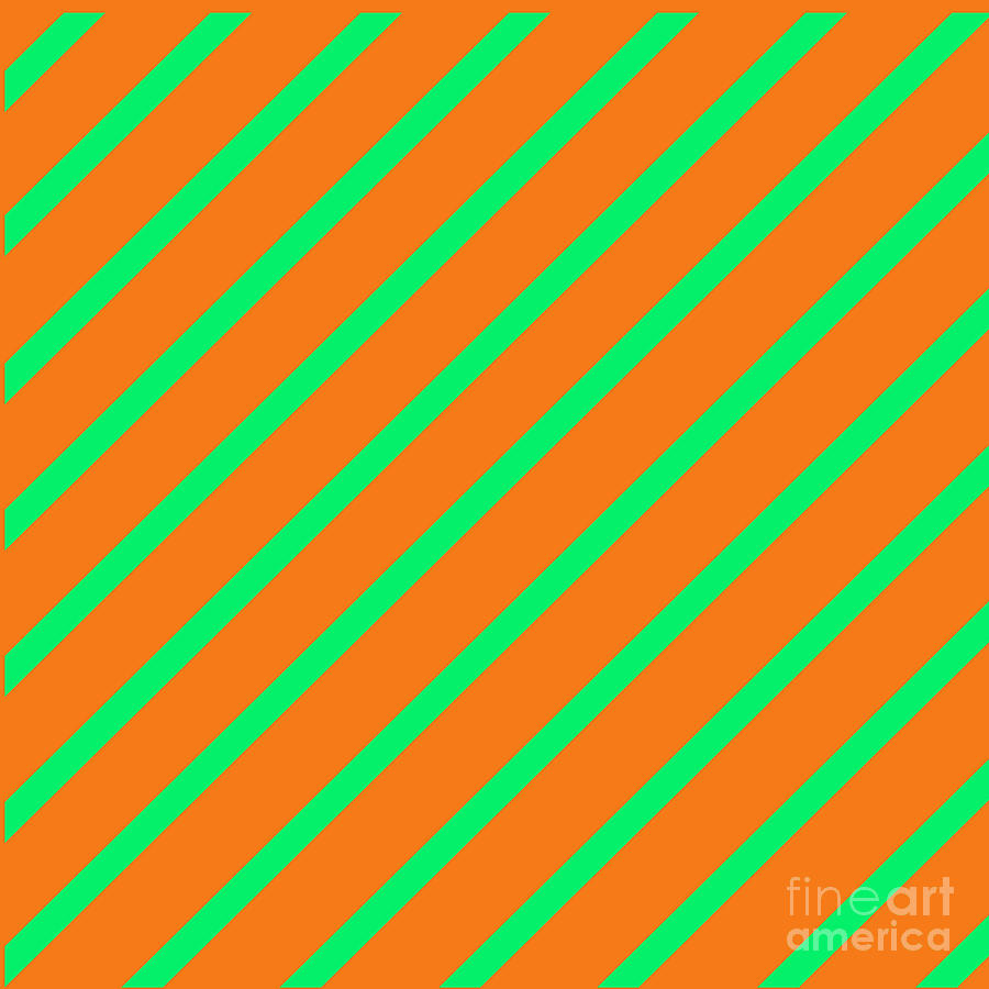 Orange Green Angled Stripes Digital Art by Susan Stevenson
