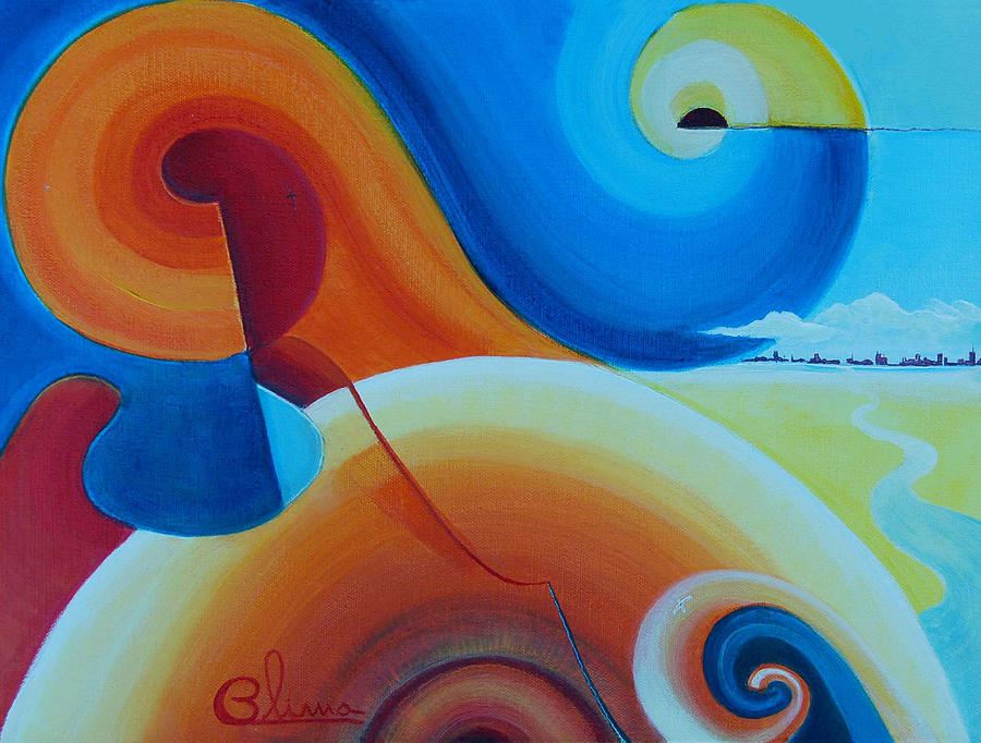 Spiral Painting - Orange Harmony by Blima Efraim