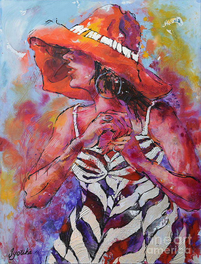 Orange Hat Painting by Jyotika Shroff