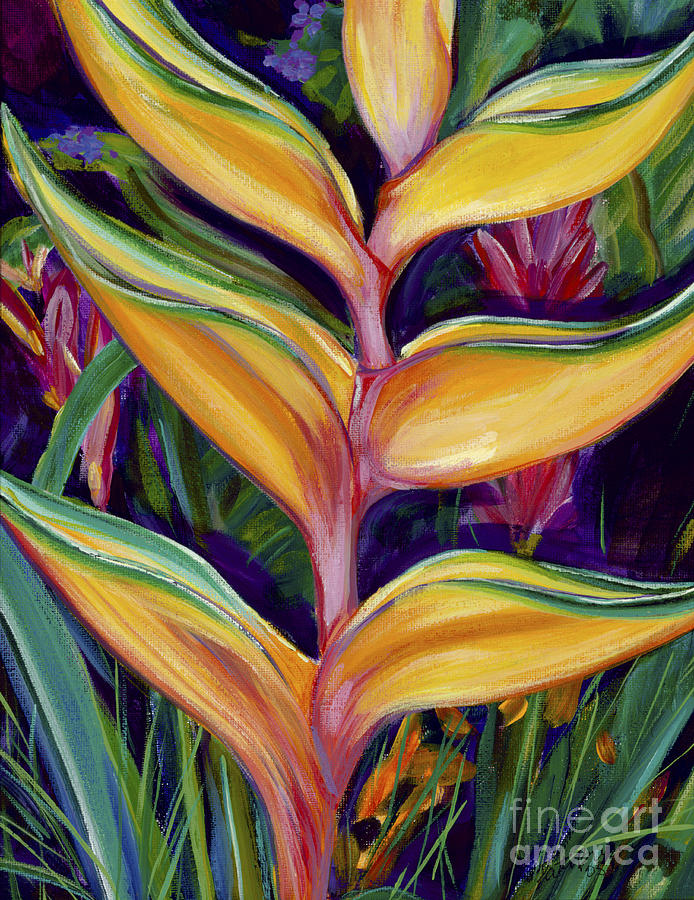 Orange Heliconia Painting by Patti Bruce - Printscapes