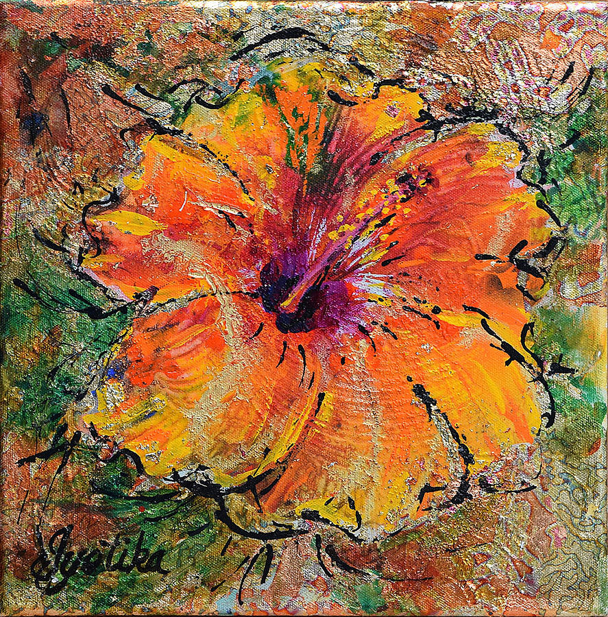 Orange Hibiscus  Painting by Jyotika Shroff