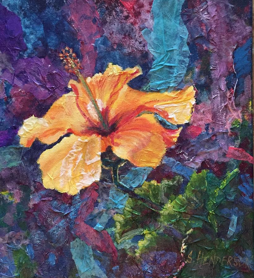 Flowers Still Life Painting - Orange Hibiscus by Shelley Henderson
