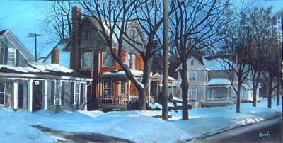 Winter Painting - Orange House by William Brody