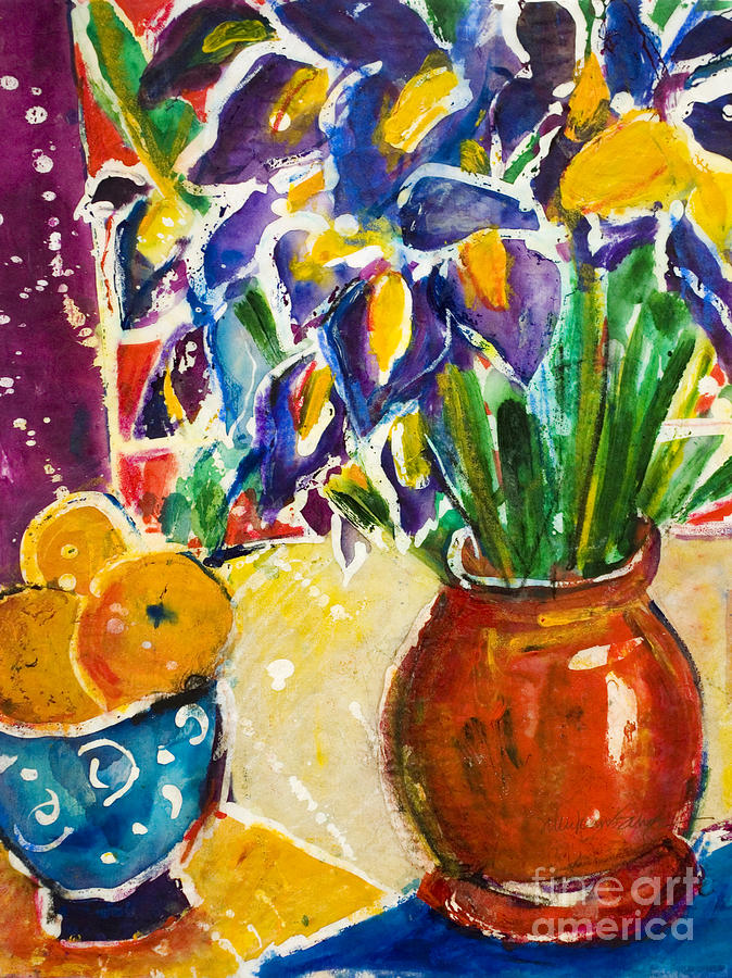 Orange Iris Painting by Julie Kerns Schaper - Printscapes