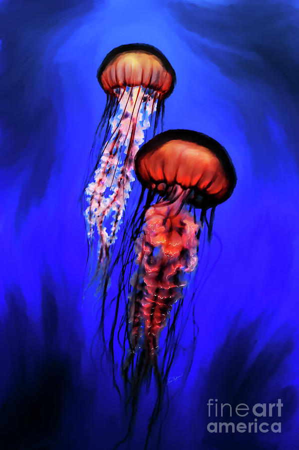 Orange Jellyfish Digital Art by Lisa Redfern