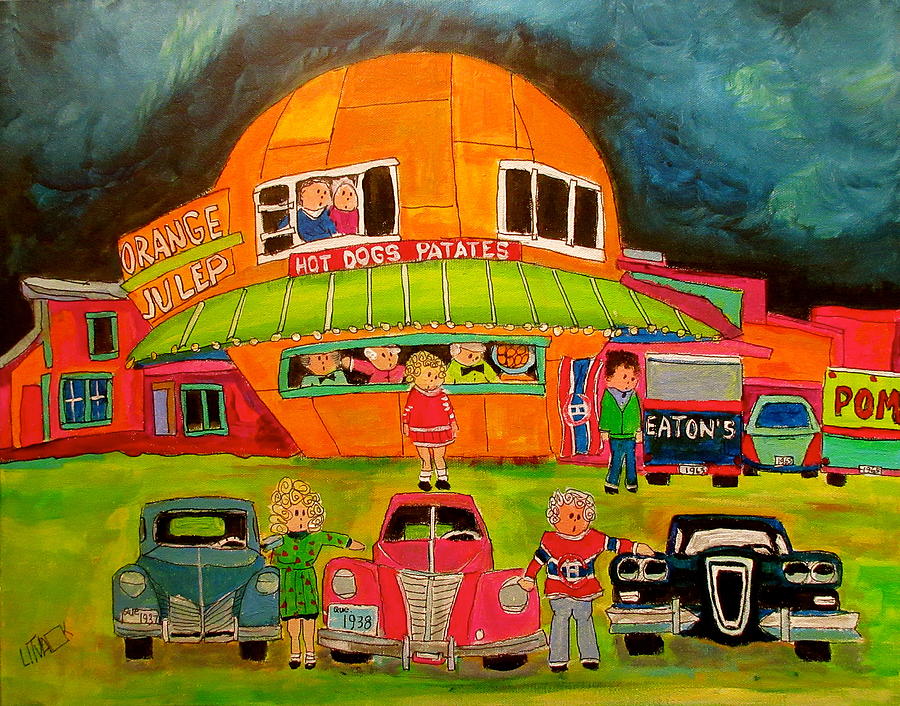 Orange Julep Edsel and Friends Painting by Michael Litvack