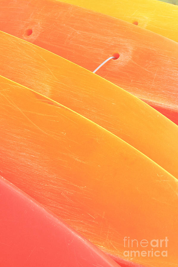 Rent Movie Photograph - Orange Kayaks by Brandon Tabiolo - Printscapes