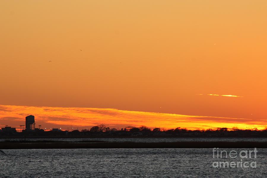 Orange Layered Long Island Fall Sunset Photograph by John Telfer