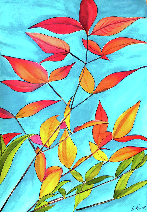 Leaves Painting - Orange Leaves by Sacha Grossel Leaves Painting - Orange Leaves by Sacha Grossel