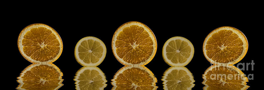 Orange Lemon Reflection Photograph by Shirley Mangini