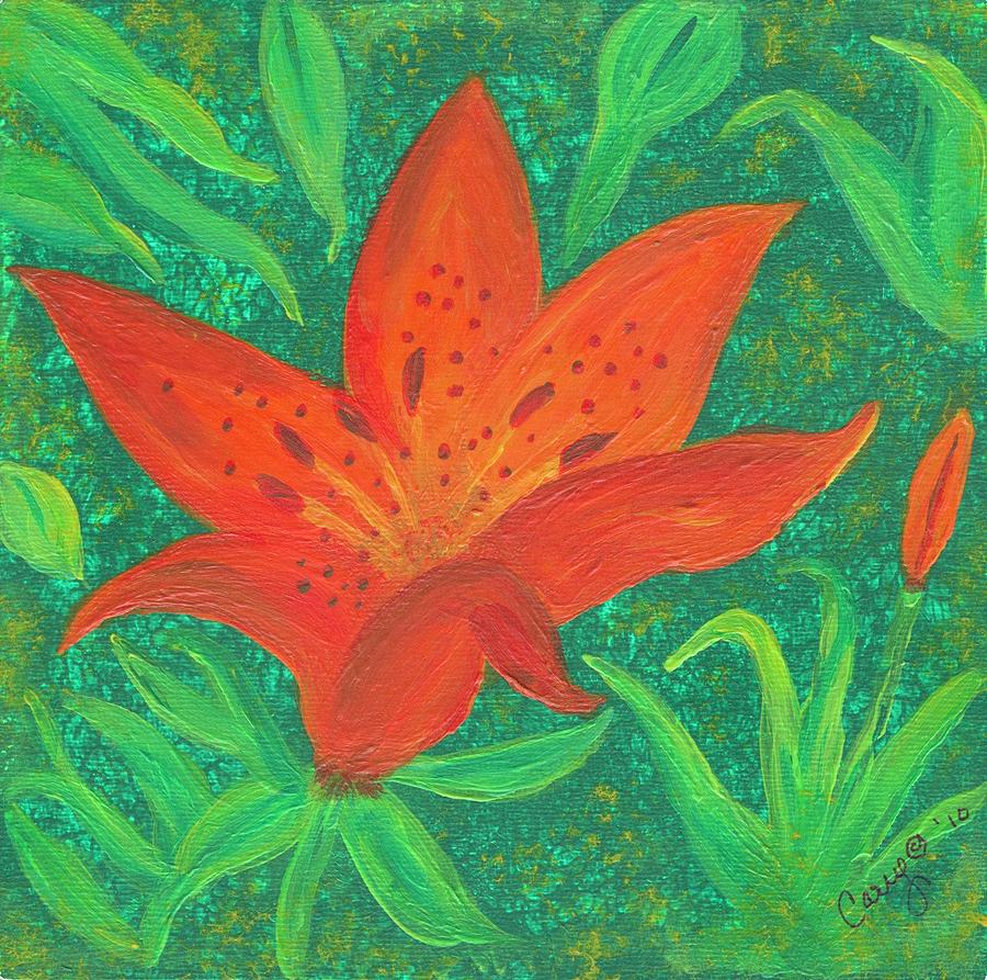 Orange Lilly of Abundant Wealth Painting by Carey Waters