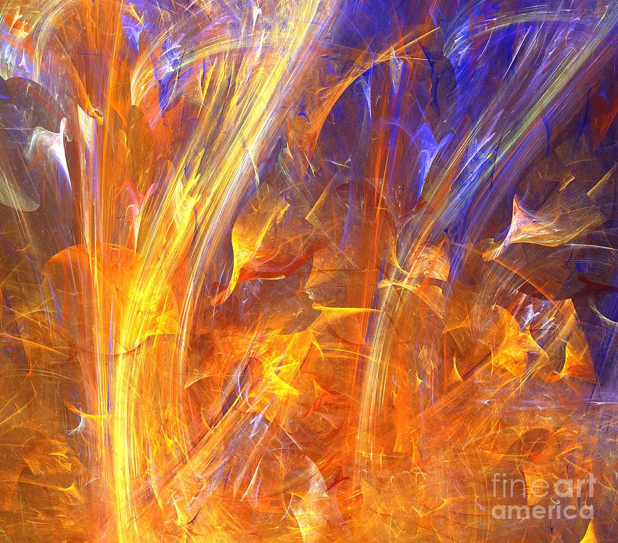 Abstract Digital Art - Orange Lily Field by Kim Sy Ok