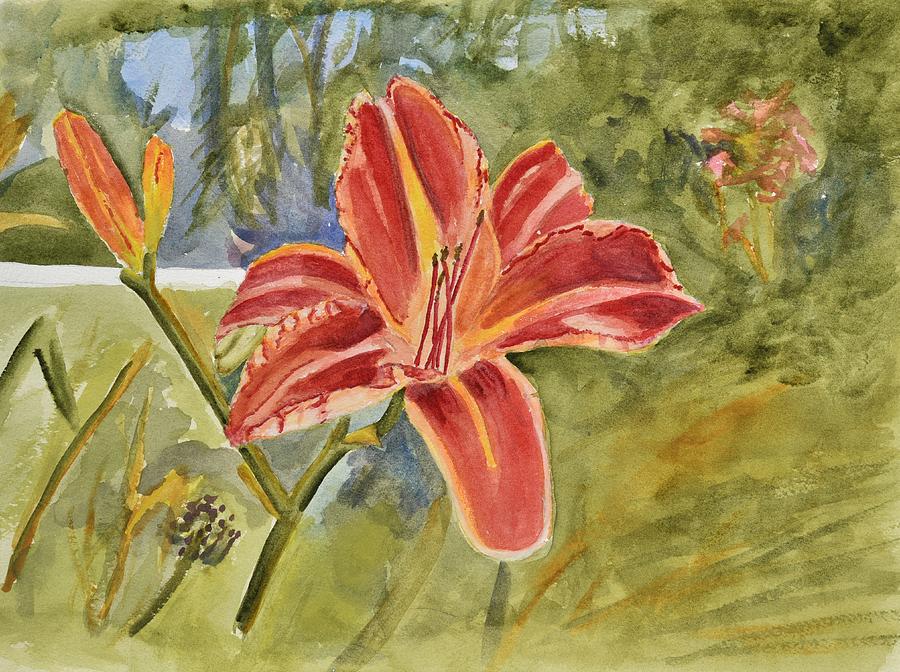 Orange Lily Painting by Linda Brody