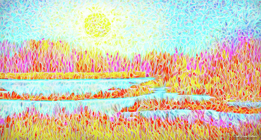 Nature Digital Art - Orange Meadow With Blue Lakes - Boulder County Colorado by Joel Bruce Wallach