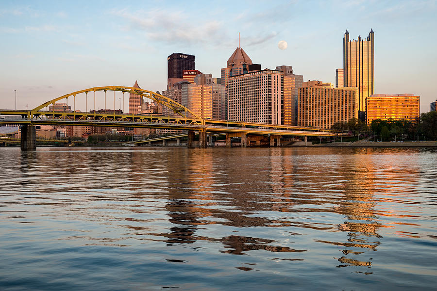 Orange Moonrise in Pittsburgh Photograph by Matt Hammerstein