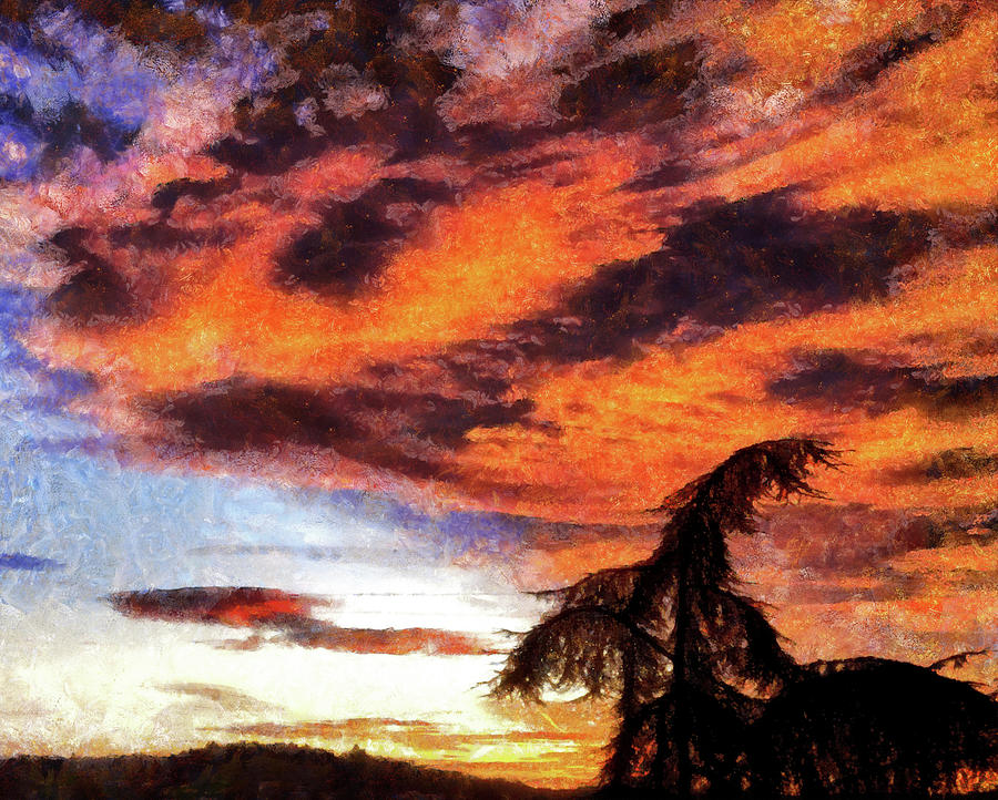 Orange Morning Sky Photo Painting Digital Art by Matthias Hauser