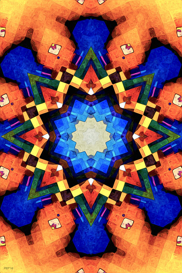 Orange Mosaic Abstract Digital Art by Phil Perkins