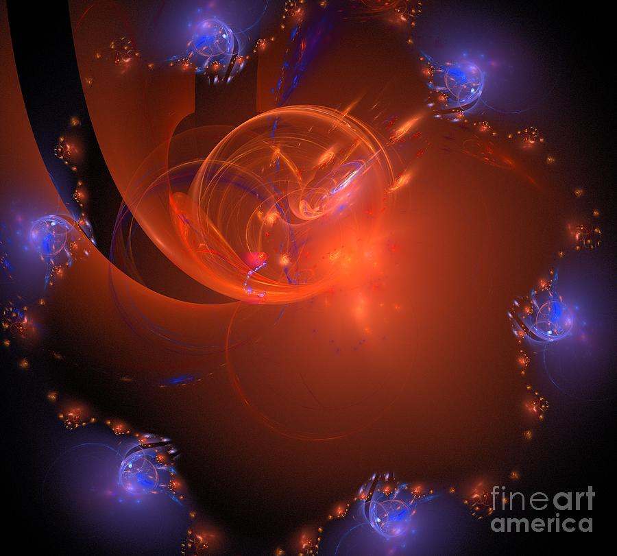 Abstract Digital Art - Orange Nebula by Kim Sy Ok