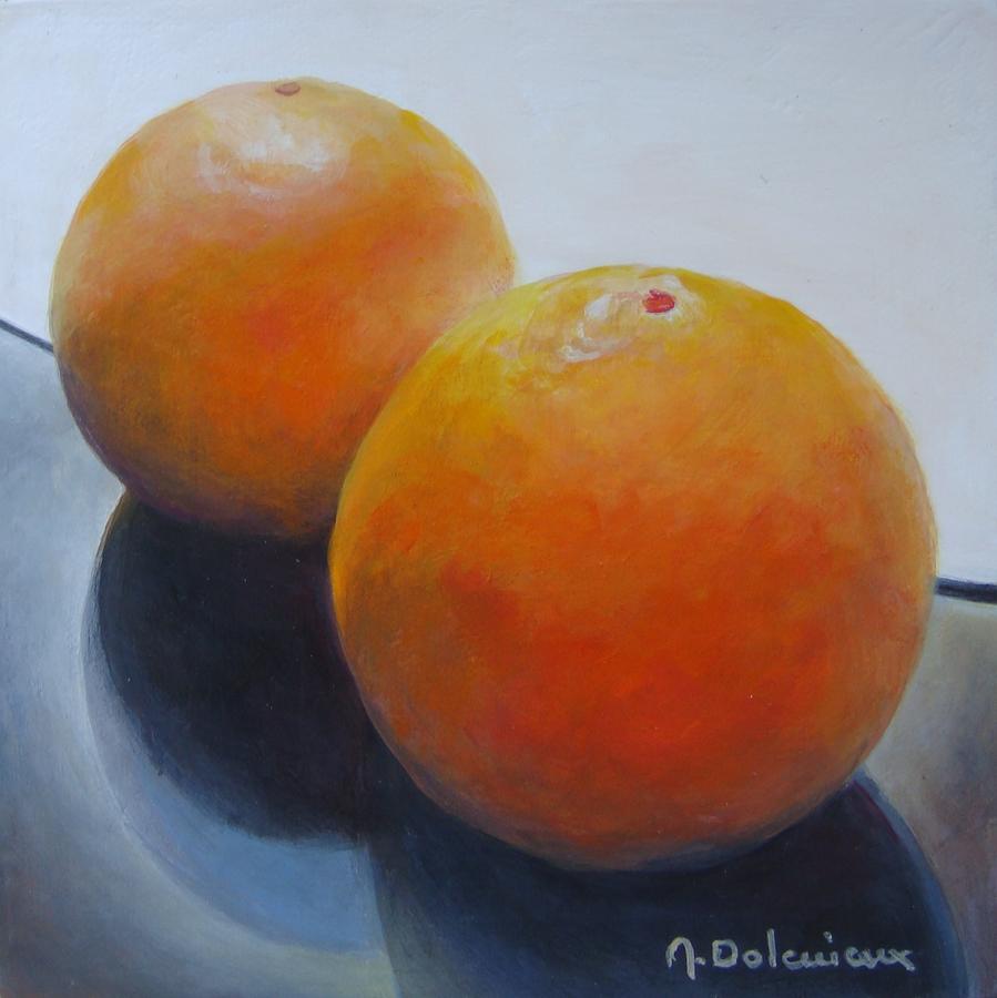 Orange Noir et Blanc Painting by Muriel Dolemieux