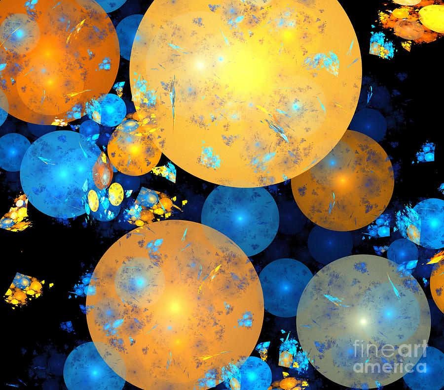 Orange Ocean Orbs Digital Art By Kim Sy Ok