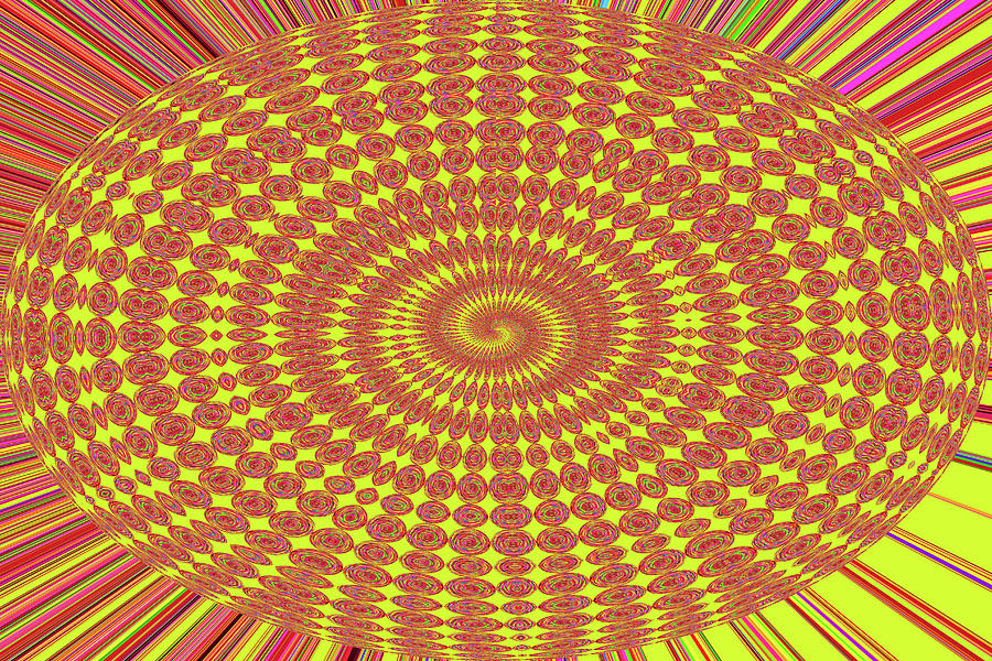 Orange Oval With Spiral And Rays Digital Art by Tom Janca