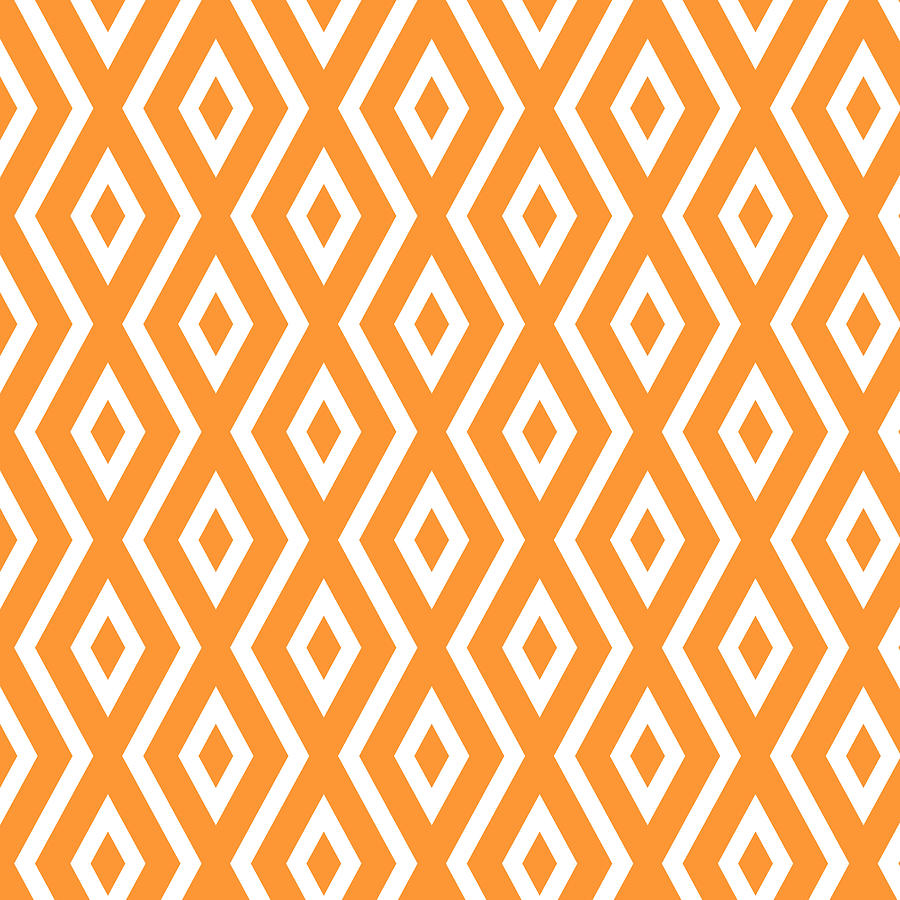 Orange Diamond Pattern Mixed Media by Christina Rollo