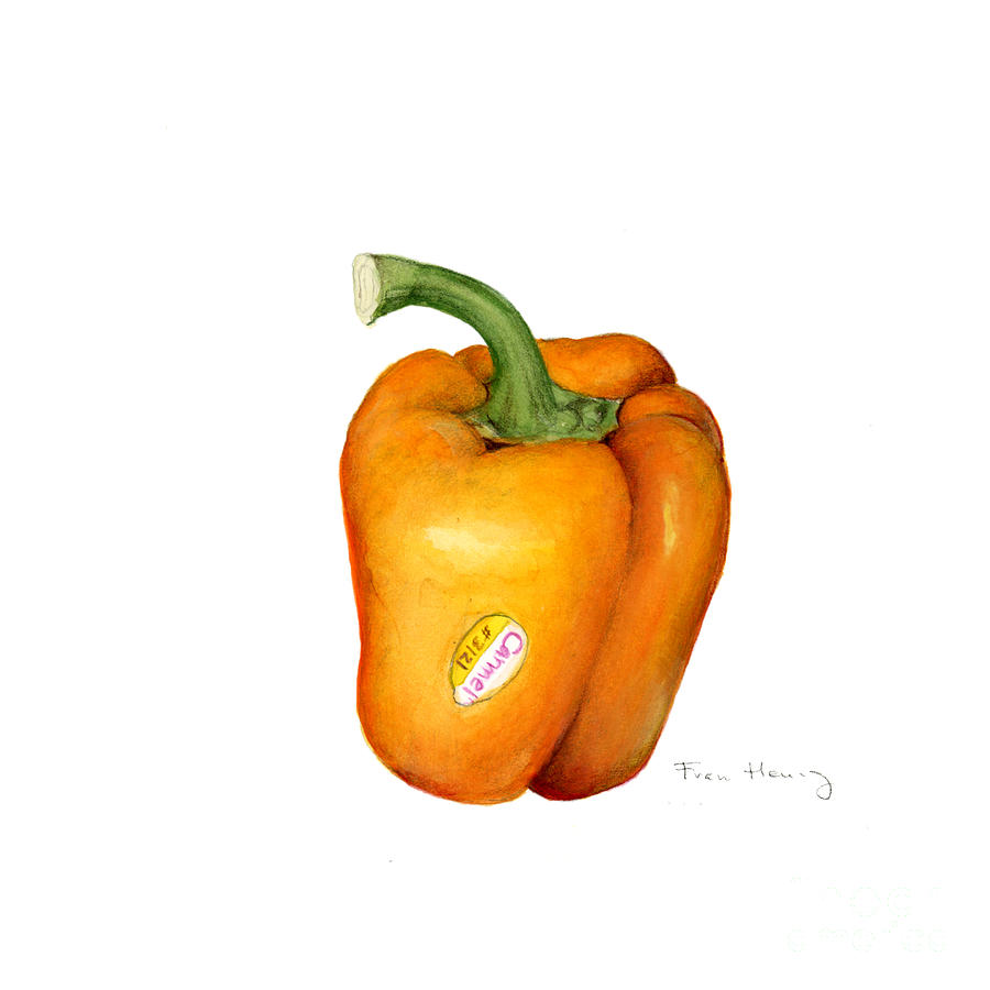 Orange pepper Painting by Fran Henig