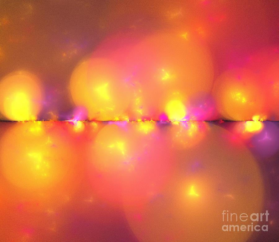 Abstract Digital Art - Orange Pink Suns by Kim Sy Ok