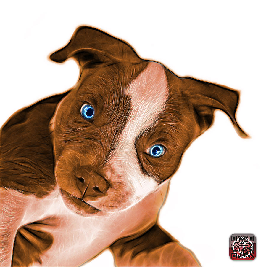 Orange Pitbull Dog Art 7435 - Wb Painting by James Ahn