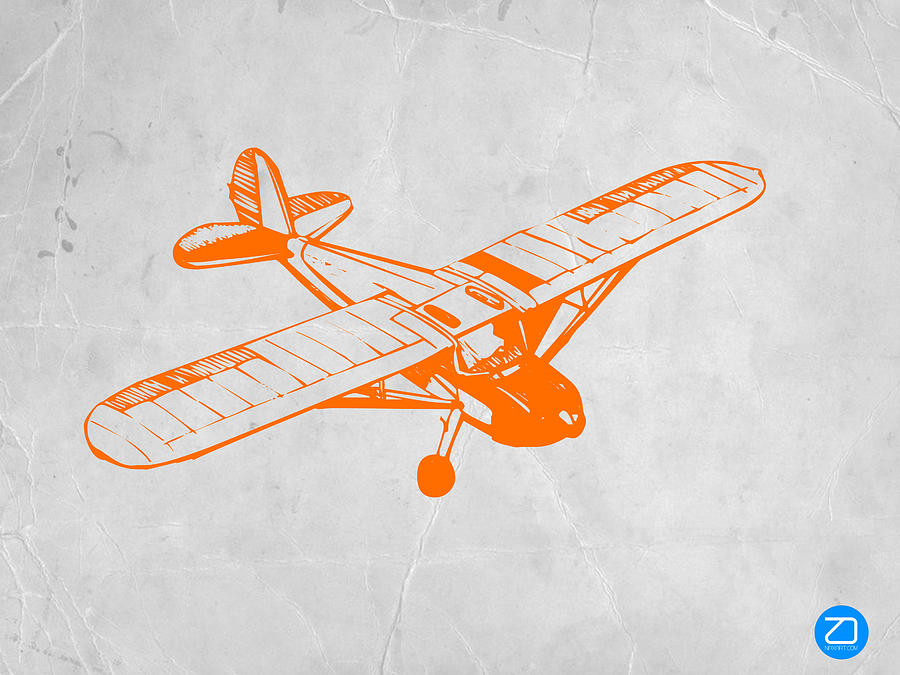 Plane Painting - Orange Plane 2 by Naxart Studio