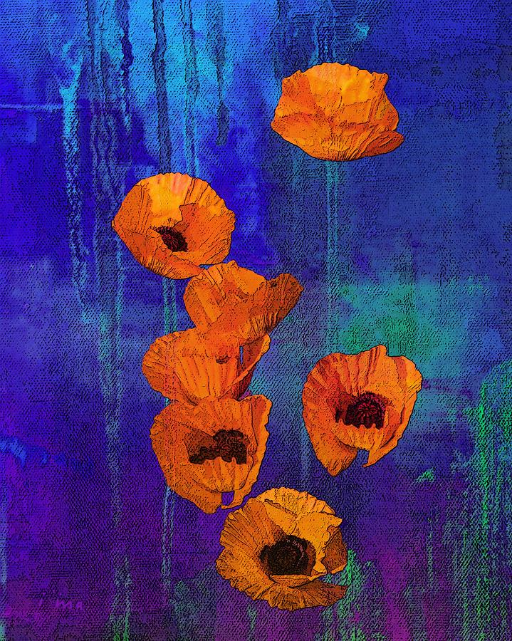 Orange Poppies Mixed Media by Iina Van Lawick