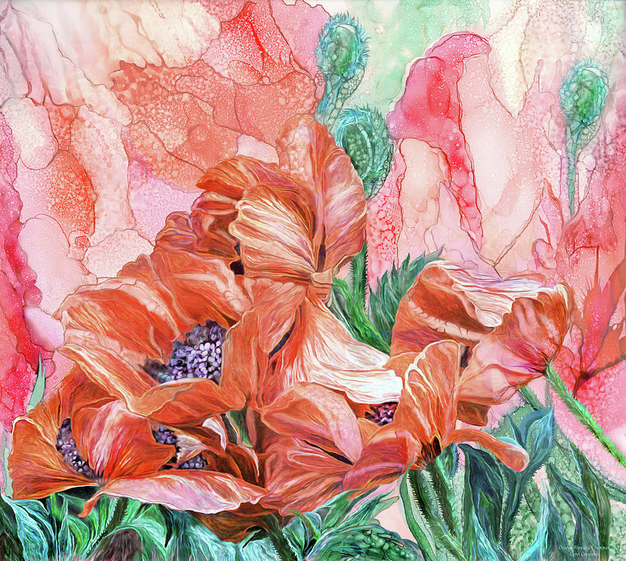 Orange Poppies Of Summer Mixed Media by Carol Cavalaris