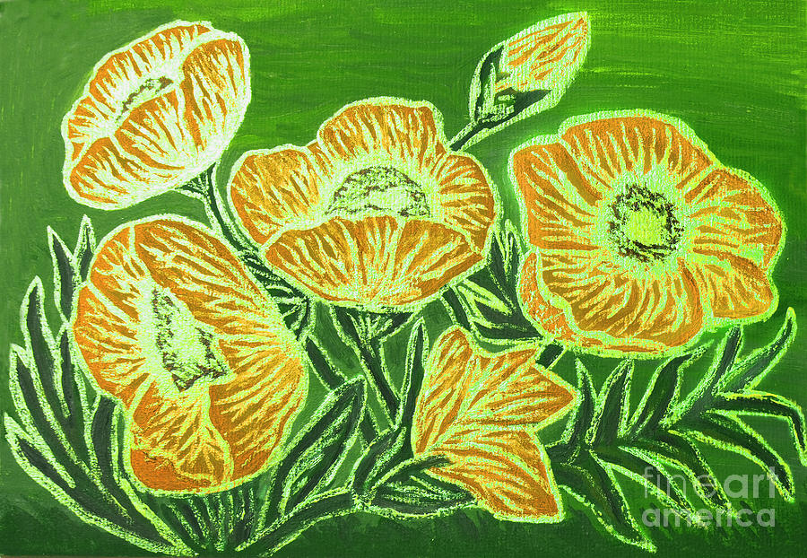 Orange poppies, painting Painting by Irina Afonskaya