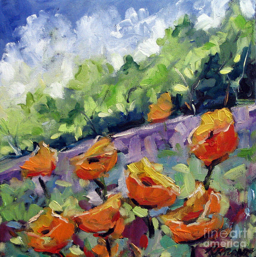 Orange Poppies Painting by Richard T Pranke