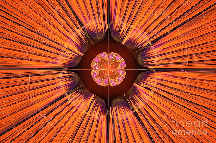 Abstract Digital Art - Orange Purple Flora by Kim Sy Ok