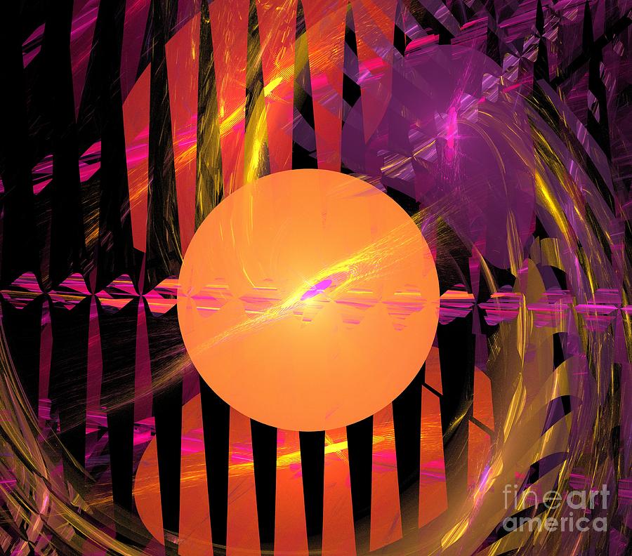 Abstract Digital Art - Orange Purple Orb by Kim Sy Ok