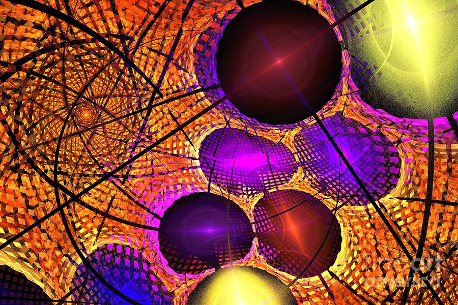 Abstract Digital Art - Orange Purple Spiral by Kim Sy Ok