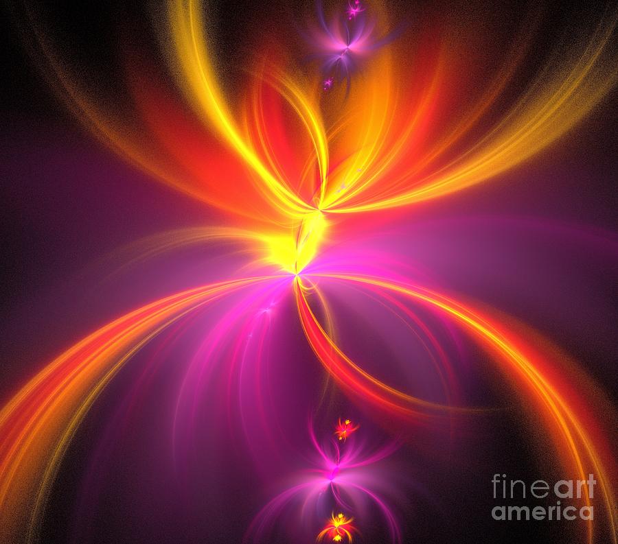 Abstract Digital Art - Orange Purple Wishes by Kim Sy Ok