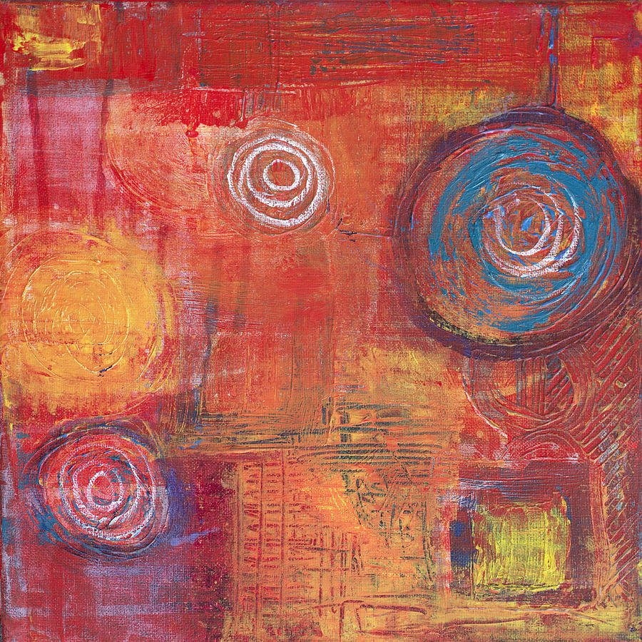Orange Red Abstract Painting by Susan Stone