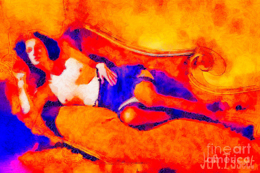 Orange Red Laying on Couch Digital Art by Humphrey Isselt