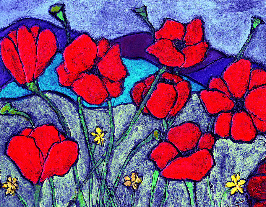 Orange  Red Poppies Painting by Wayne Potrafka