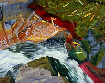 James Burpee Painting - Orange Rock and Cascade II by James Burpee