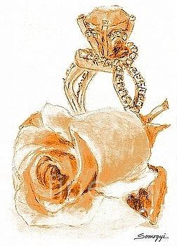 Orange Rosebud Drawing by Jayne Somogy