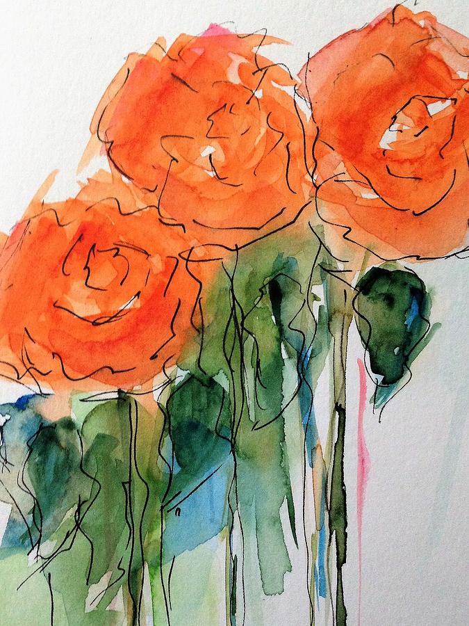 orange Roses Painting by Britta Zehm