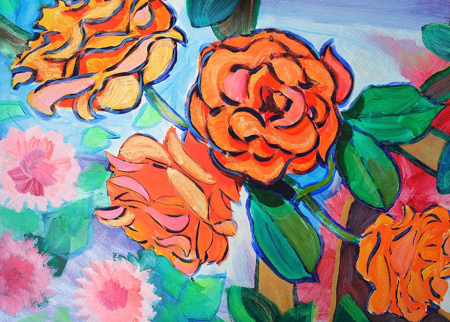 Orange Roses - Iridescent Blooms Painting by Mike Jory