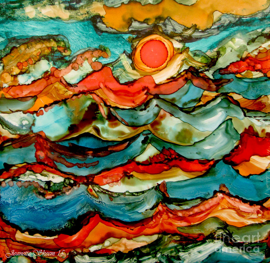 Impressionism Painting - Orange Sea and happy Sun by Jeanette Skeem