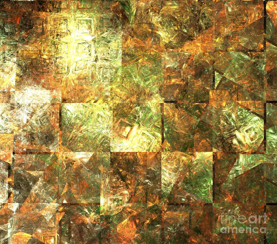 Abstract Digital Art - Orange Shimmer Cubes by Kim Sy Ok