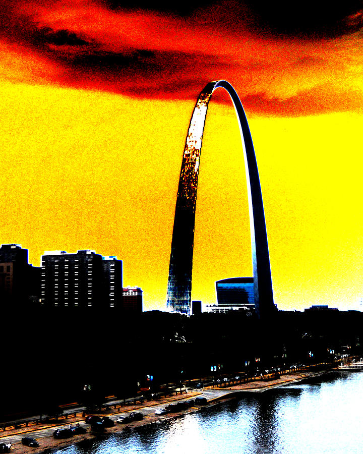 Orange Skies and the Arch Digital Art by Maggy Marsh