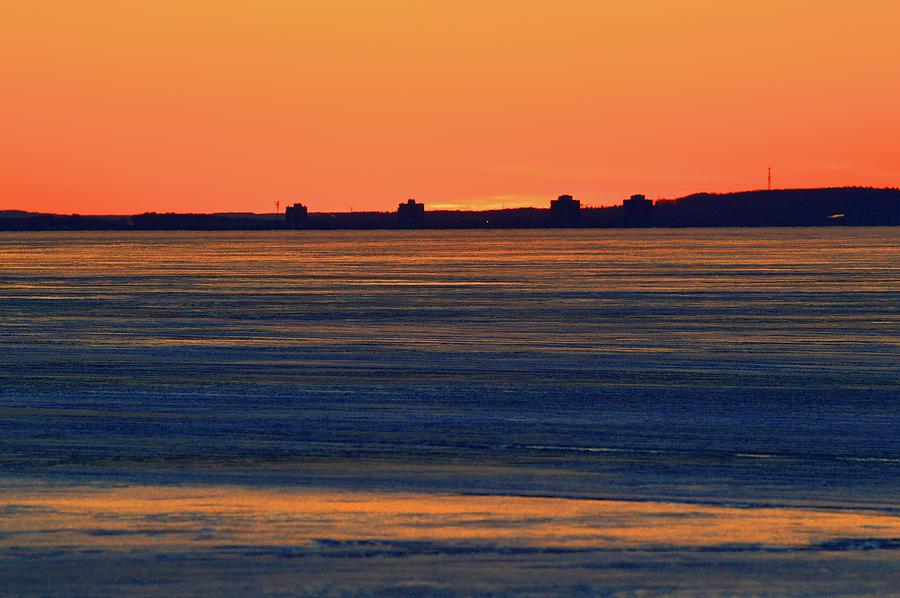 Orange Sky Above The Ice Of Kempenfelt Bay  Digital Art by Lyle Crump