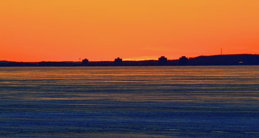 Orange Sky Above The Ice Of Kempenfelt Bay Three  Digital Art by Lyle Crump
